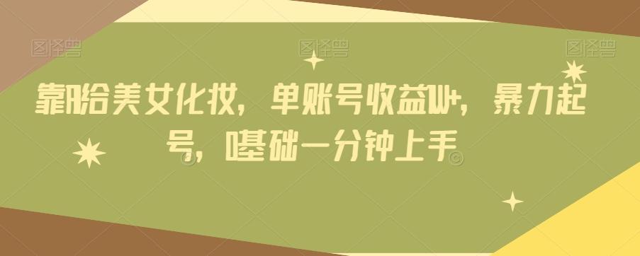 靠AI给美女化妆，单账号收益1W+，暴力起号，0基础一分钟上手-云创网