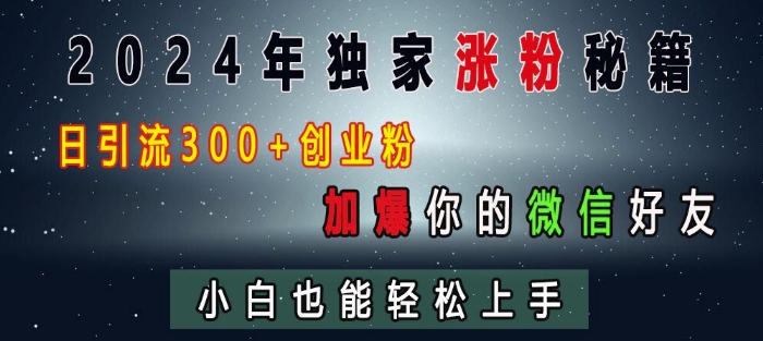 2024年独家涨粉秘籍，日引流300+创业粉，加爆你的微信好友，小白也能轻松上手-云创网