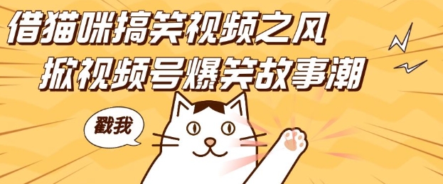 借猫咪搞笑视频之风，掀视频号爆笑故事潮，轻松日入四位数，无门槛快速入门!-云创网