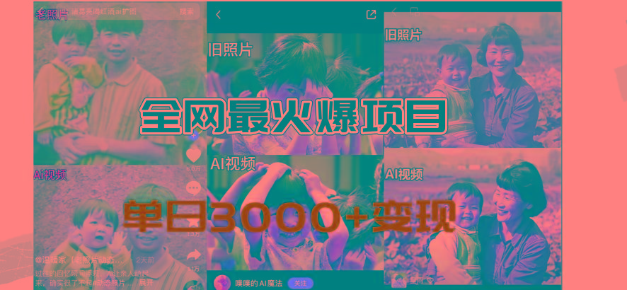 全网爆火的AI让老照片动起来教程，蹭热点日赚3000+，内含免费工具一键...-云创网