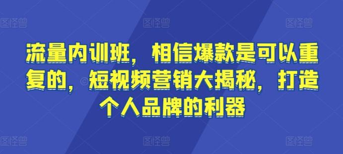 流量内训班，相信爆款是可以重复的，短视频营销大揭秘，打造个人品牌的利器-云创网