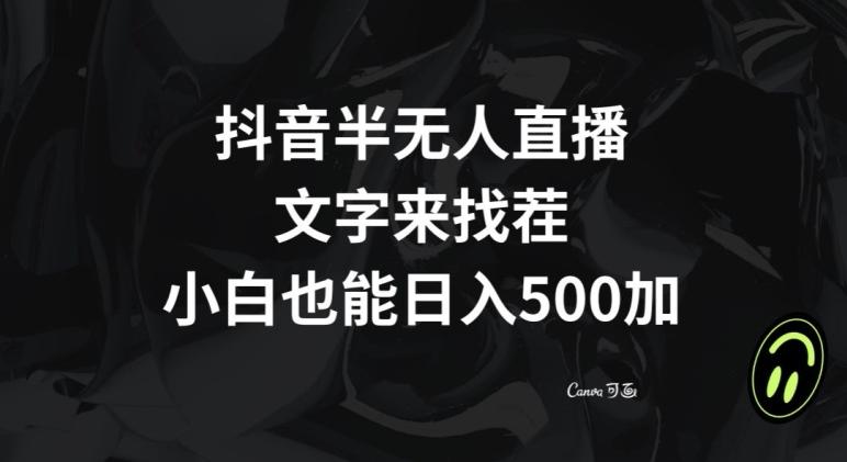 抖音半无人直播，文字来找茬小游戏，每天收益500+【揭秘】-云创网
