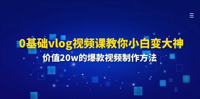 0基础vlog视频课教你小白变大神：价值20w的爆款视频制作方法-云创网