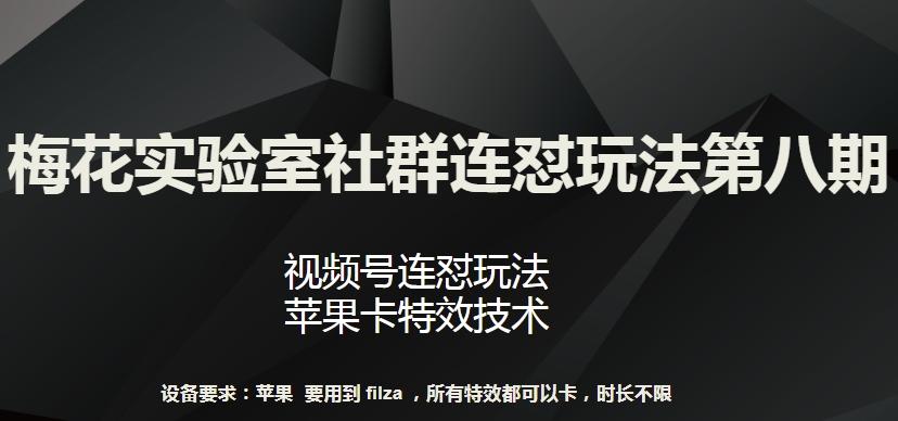 梅花实验室社群连怼玩法第八期，视频号连怼玩法 苹果卡特效技术【揭秘】-云创网