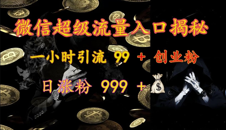 微信超级流量入口揭秘：一小时引流 99 + 创业粉，日涨粉 999 +-云创网