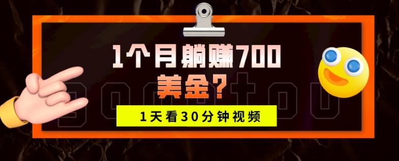 1天看30分钟视频，1个月躺赚700美金？-云创网