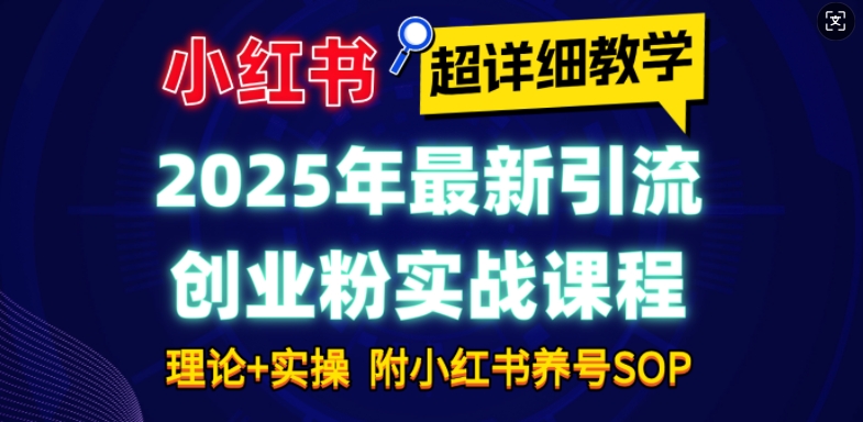 2025年最新小红书引流创业粉实战课程【超详细教学】小白轻松上手，月入1W+，附小红书养号SOP-云创网