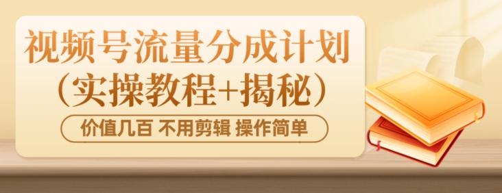 价值几百上千不用剪辑简单操作视频号流量分成计划（实操教程+揭秘）-云创网