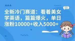 全新冷门赛道：看着美女学英语，篇篇爆火，单日涨粉10000+收入5000+-云创网