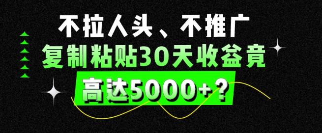 不拉人头、不推广，复制粘贴30天收益竟高达5000+？-云创网