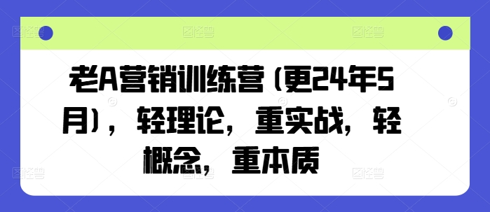 老A营销训练营(更24年8月)，轻理论，重实战，轻概念，重本质-云创网