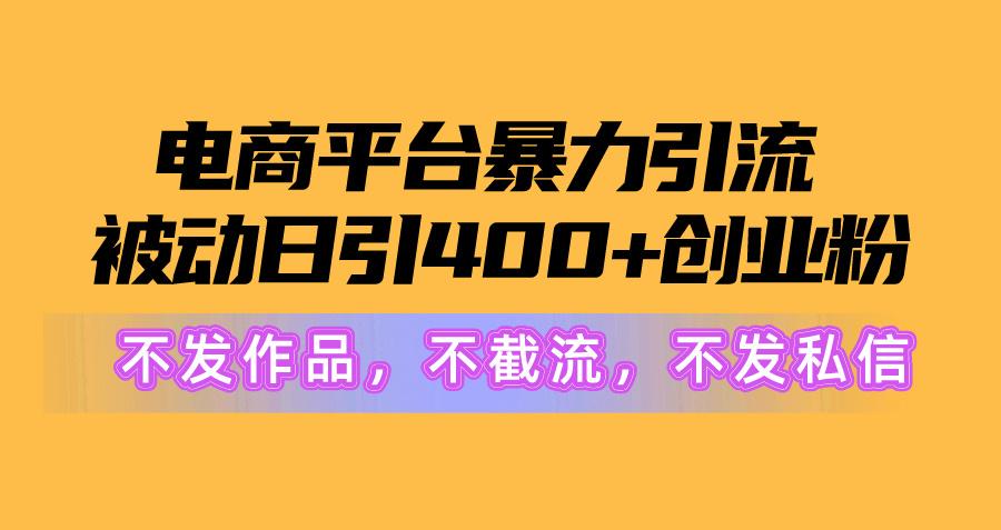 电商平台暴力引流,被动日引400+创业粉不发作品，不截流，不发私信-云创网