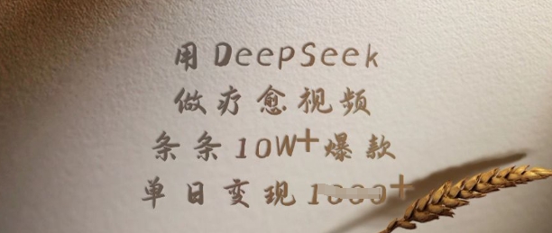 用DeepSeek做疗愈视频，条条10W+爆款，单日变现多张-云创网