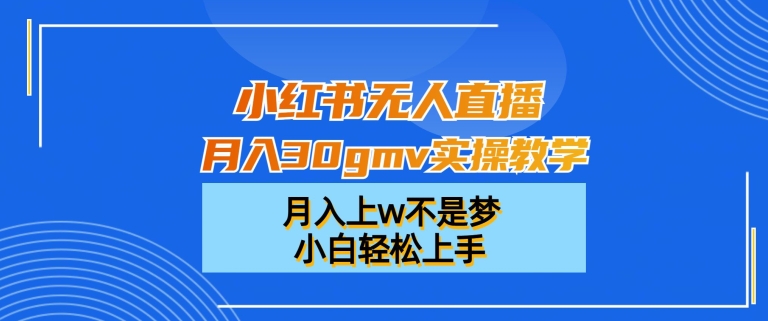 小红书无人直播月入30gmv实操教学，月入上w不是梦，小白轻松上手【揭秘】-云创网