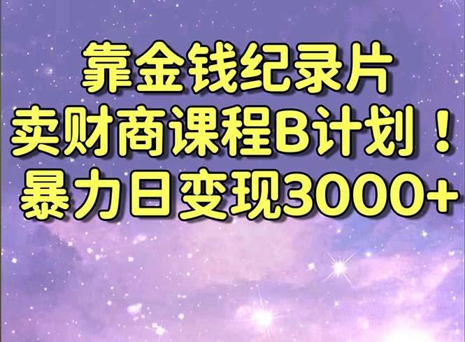 靠金钱纪录片卖财商课程B计划！暴力日变现3000+，喂饭式干货教程！-云创网