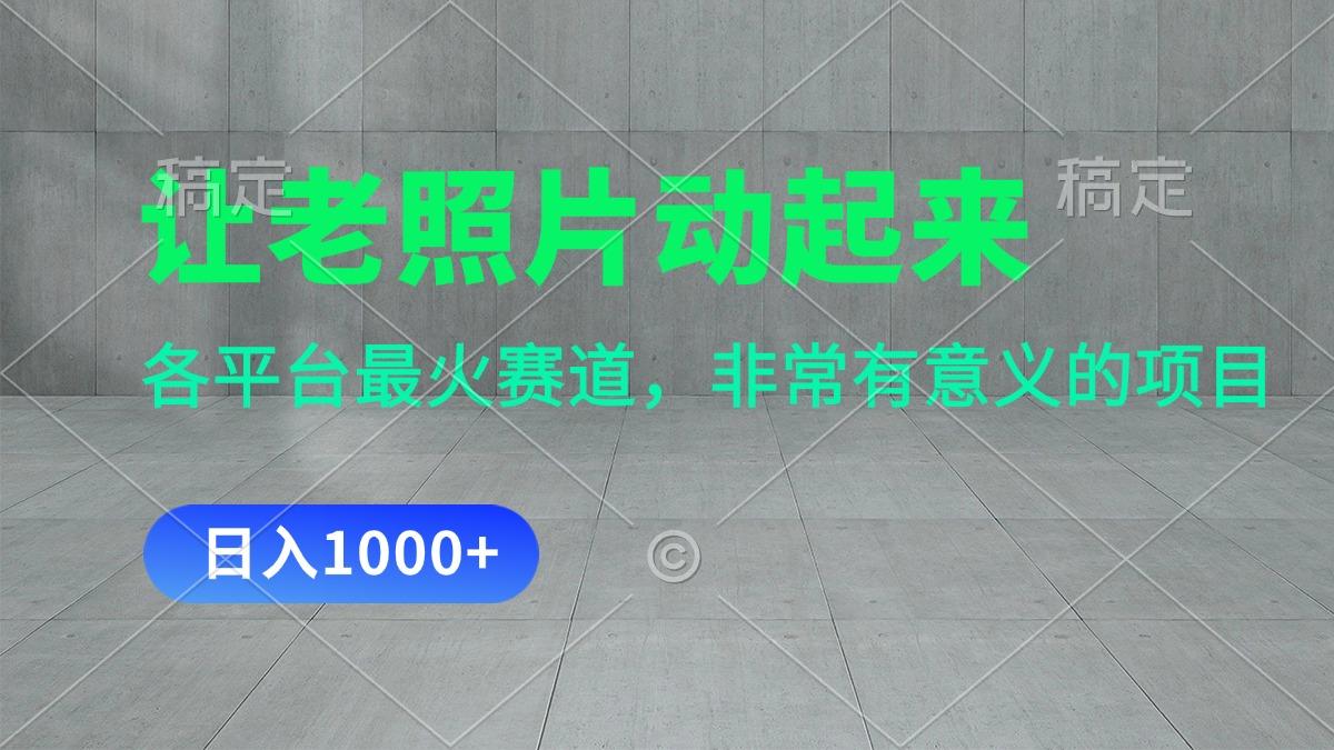 让老照片动起来，一天变现1000+，各平台最火赛道，看完就会-云创网