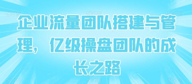 企业流量团队搭建与管理，亿级操盘团队的成长之路-云创网