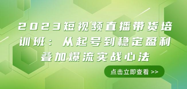 2023短视频直播带货培训班：从起号到稳定盈利叠加爆流实战心法（11节课）-云创网