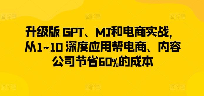 升级版 GPT、MJ和电商实战，从1~10 深度应用帮电商、内容公司节省60%的成本-云创网